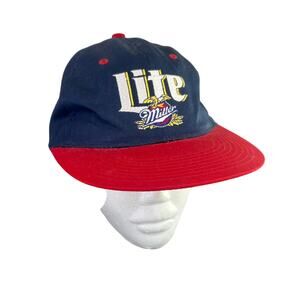 Vintage Miller Lite Baseball Cap- Red Blue- Coaching Staff Embroidery- OSFM